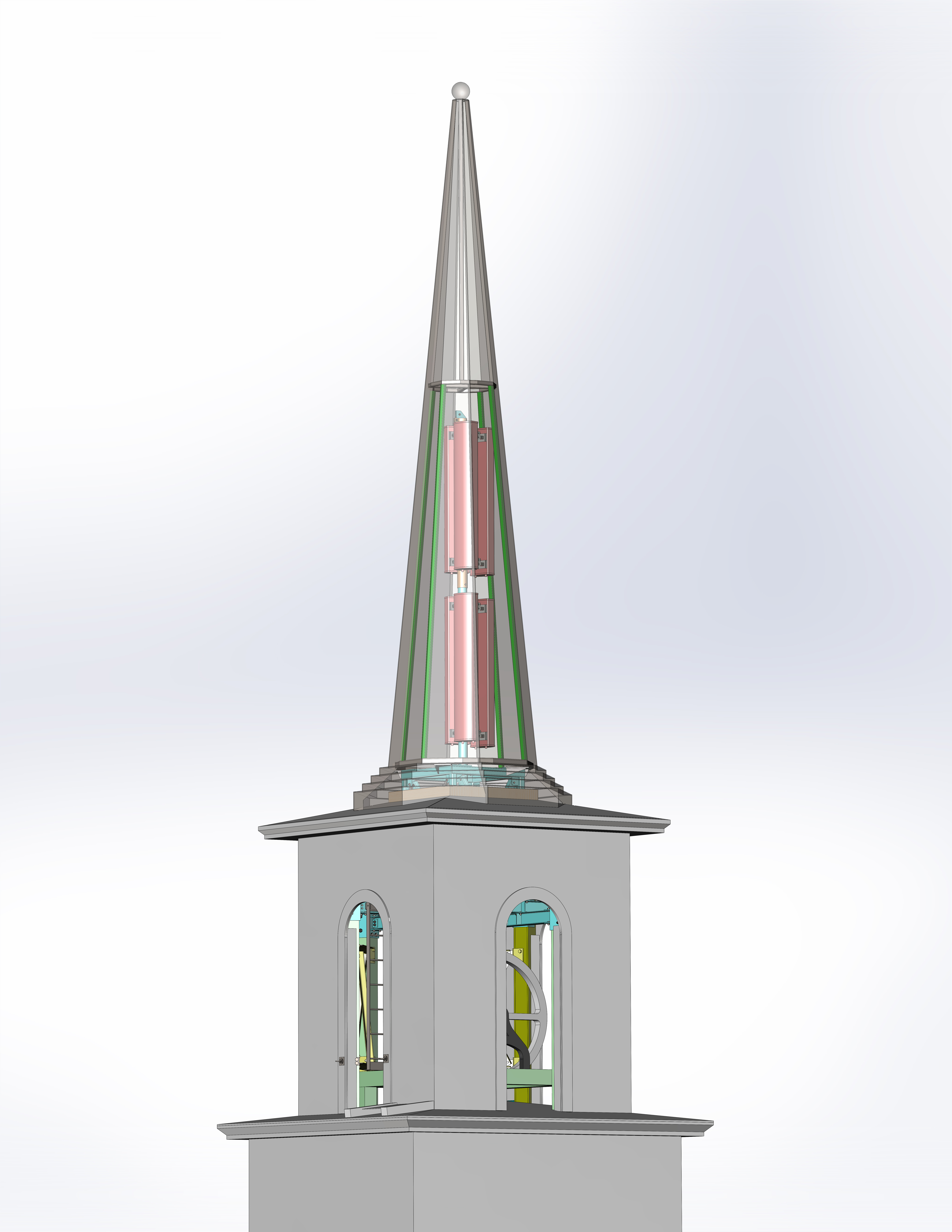 3D cutaway model of church steeple