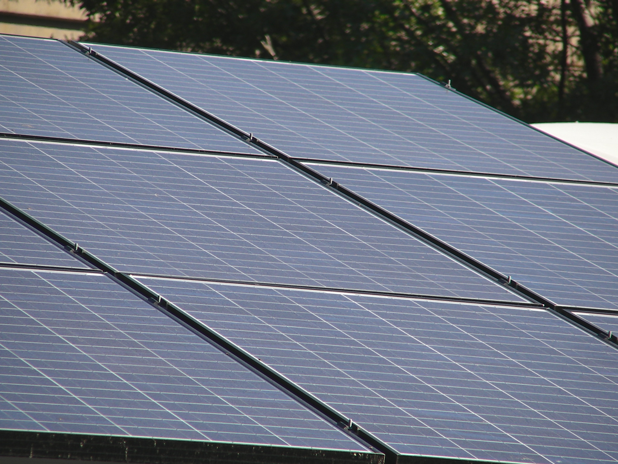 Close-up of rooftop solar panels