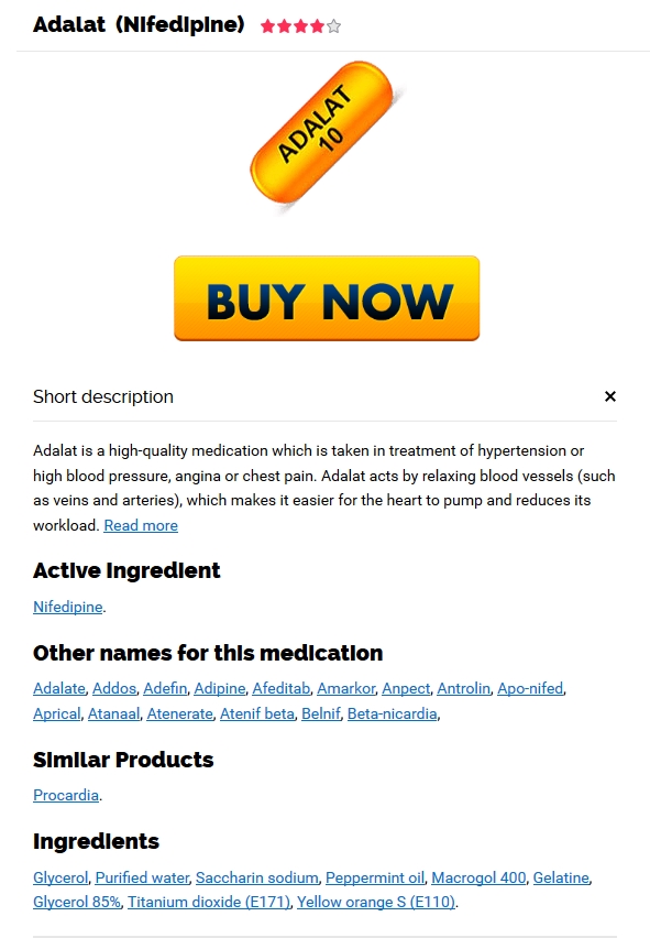 Adalat 10 pill above yellow Buy Now button